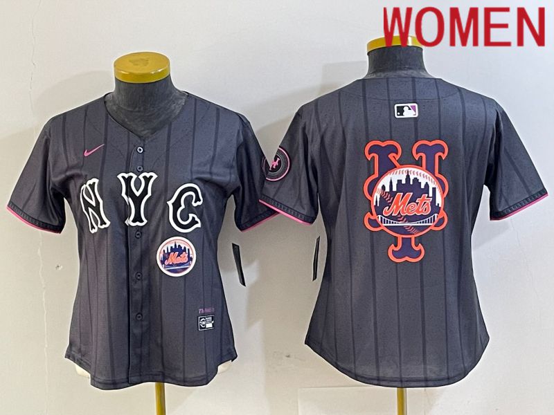 Women New York Mets Blank Black City Edition 2024 Nike MLB Jersey style 6